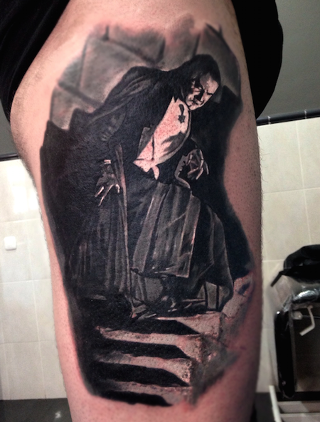 Tattoos - Bela Lugosi realistic black and grey - 89991